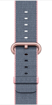 Apple Watch 38mm Series 2 Rose Gold Aluminum Case with Light Pink/Midnight Blue Woven Nylon (MNP02)