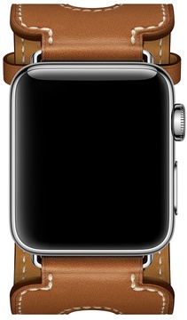 Apple Watch Hermes Leather Double Buckle Cuff 38mm/40mm/41mm/42mm Fauve Barenia (MPXD2)