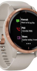 Garmin Venu Rose Gold Stainless Steel Bezel w. Light Sand and Silicone B. (010-02173-23/010-02173-21)