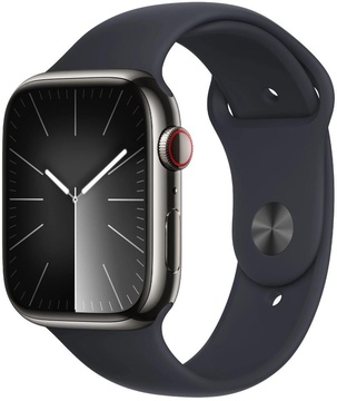 Apple Watch Series 9 GPS + Cellular 45mm Graphite Stainless Steel Case With Midnight Sport Band - S/M (MRMV3)