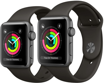Apple Watch 38mm Series 3 GPS Space Gray Aluminum Case with Gray Sport Band (MR352)