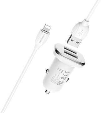 Borofone BZ12 Lasting Power 2USB 2.4A + Lightning White (BZ12BCLW)