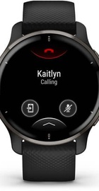 Garmin Venu 2 Plus Slate Stainless Steel Bezel with Black Case and Silicone Band (010-02496-11)