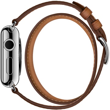 Apple Watch Hermes 38mm Series 2 Stainless Steel Case with Fauve Barenia Leather Double Tour (MNQ92)