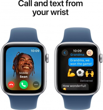 Apple Watch SE 2 GPS 44mm Silver Aluminium Case w. Denim Sport Band - S/M (MXEQ3)