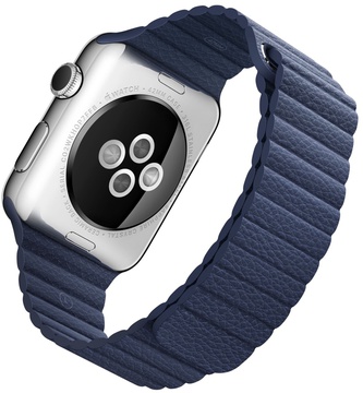 Apple Watch 42mm Stainless Steel Case with Bright Blue Leather Loop (MLFD2)