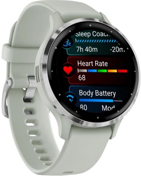 Garmin Venu 3S Silver S. Steel Bezel w. Sage Gray Case and S. Band (010-02785-01/51)