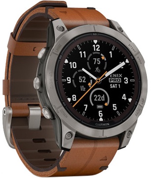 Garmin Fenix 7 Pro Sapphire Solar Titanium with Chestnut L. Band (010-02777-30)