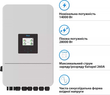 Deye SUN-15K-SG05LP3-EU-SM2 15KW 48V 2 MPPT Wi-Fi 220/380V трифазний