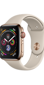 Apple Watch Series 4 GPS + Cellular 44mm Gold Stainless Steel Case with Stone Sport Band (MTV72, MTX42)