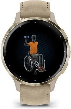 Garmin Venu 3S Soft Gold S. Steel Bezel w. French Gray Case and Leather Band (010-02785-55)