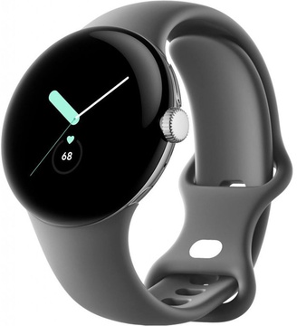 Google Pixel Watch Polished Silver Case/Charcoal Active Band