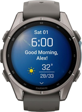 Garmin Fenix 9 43mm Titanium with Pebble Gray Silicone Band (010-04761-10/11)