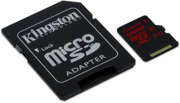 Kingston microSDXC 128GB Class 10 UHS-I U3 + SD Adapter (SDCA3/128GB)