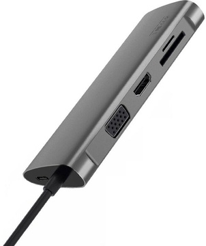 WIWU Alpha 11 in 1 (USB-C to HDMI+VGA+3xUSB3.0+USB2.0+USB-C+RJ45+SD+TF Card+3.5mm Headphone) Space Gray