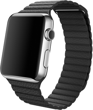 Apple Watch 42mm/44mm/45mm/46mm/49mm Leather Loop Medium Black (MJY52)