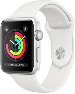 Apple Watch Series 3 GPS 38mm Silver Aluminum w. White Sport band (MTEY2)