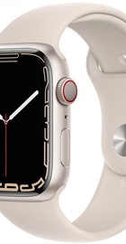 Apple Watch Series 7 GPS + Cellular 45mm Starlight Aluminum Case With Starlight Sport Band (MKJ83)