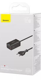 Baseus GaN3 Pro 65W (2 Type-C + 2 USB) + Кабель Type-C to Type-C 100W (1m) (CCGP040101)