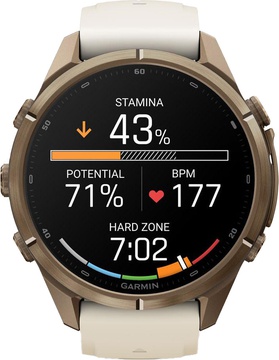 Garmin Fenix 9 Pro 43mm Autumn Gold Titanium with Cream/French Gray Silicone Band (010-04335-25/26)