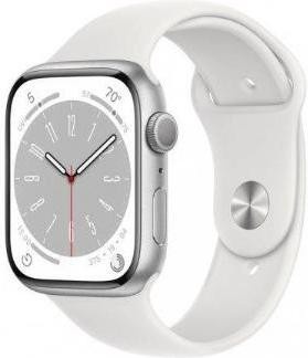 Apple Watch Series 8 GPS 45mm Silver Aluminum Case with White S. Band - S/M (MP6P3/MP6T3)