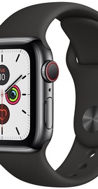 Apple Watch Series 5 GPS + Cellular 40mm Space Black Stainless Steel Case with Black Sport Band (MWWW2)