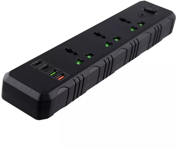 IQ Power T25-QC (3 розетки + 2 USB + 2 Type-C) 2m Black