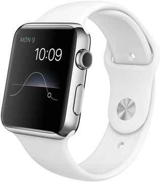Apple Watch 42mm Stainless Steel Case with White Sport Band (MJ3V2)