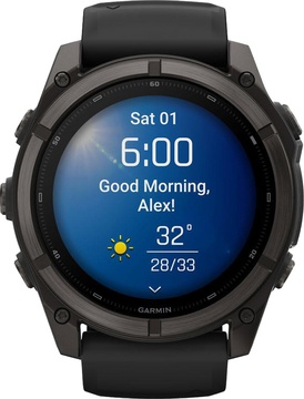 Garmin Fenix 9 51mm Carbon Gray DLC Titanium with Black Silicone Band (010-04763-10/11)