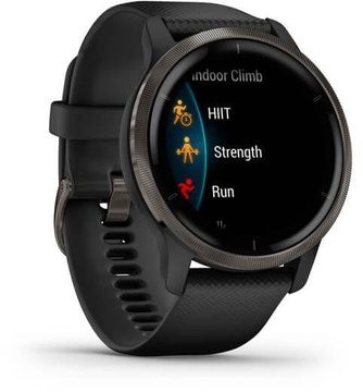 Garmin Venu 2 Slate with Black Leather Band (010-02430-21)