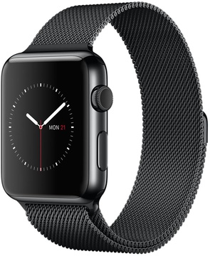 Apple Watch 42mm Space Black Stainless Steel Case with Space Black Milanese Loop (MMG22)