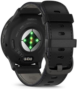 Garmin Venu 3 Slate S. Steel Bezel w. Black Case and Leather Band (010-02784-52/02)