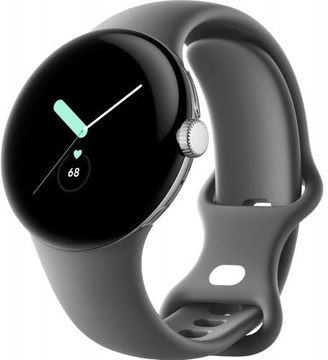 Google Pixel Watch LTE Polished Silver Case/Charcoal Active Band