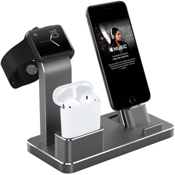 Simple Case Charging Dock Station for Apple Watch+iPhone+AirPods Space Gray
