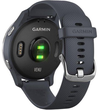 Garmin Venu Silver Stainless Steel Bezel w. Granite Blue and Silicone B. (010-02173-01/010-02173-03)