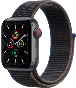 Apple Watch SE GPS + Cellular 40mm Space Gray Aluminum Case with Charcoal Sport Loop (MYEE2, MYEL2)
