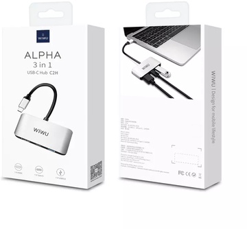 WIWU Alpha C2H  USB-C to (USB 3.0 + 4K HDMI + PD fast charge) Gray