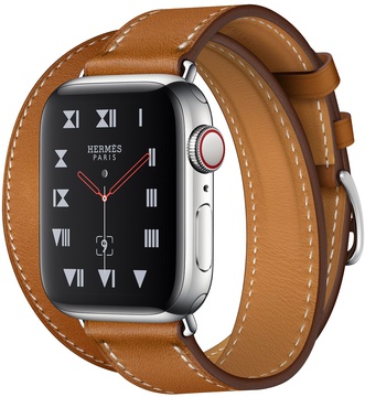 Apple Watch Hermes Series 4 GPS + Cellular 40mm Stainless Steel Case with Fauve Barenia Leather Double Tour (MU6P2)