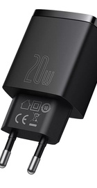 Baseus Compact Quick Charger 20W QC+ PD (1Type-C + 1USB) Black (CCXJ-B01)