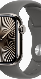 Apple Watch Series 10 GPS + Cellular 42mm Natural Titanium Case With Stone Grey Sport Band - M/L (MWXE3)