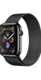 Apple Watch Series 4 GPS + Cellular 44mm Space Black Stainless Steel Case with Space Black Milanese Loop (MTV62, MTX32)