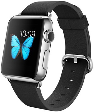 Apple Watch 38mm Stainless Steel Case with Black Classic Buckle (MJ312)
