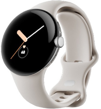Google Pixel Watch LTE Polished Silver Case/Chalk Active Band