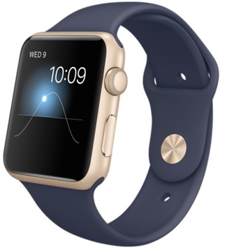 Apple Watch Sport 42mm Gold Aluminum Case Midnight Blue Sport Band (MLC72) CPO