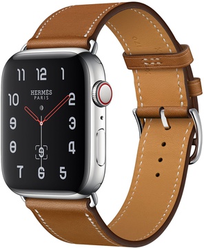Apple Watch Hermes Series 4 GPS + Cellular 44mm Stainless Steel Case with Fauve Barenia Leather Single Tour (MU6V2)