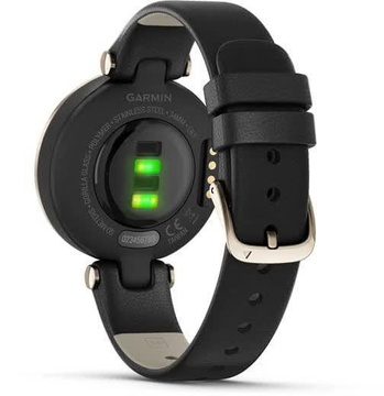 Garmin Lily Cream Gold Bezel with Black Case and Italian Leather Band (010-02384-B1)