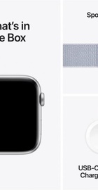 Apple Watch SE 2 GPS 44mm Silver Aluminium Case w. Blue Cloud Sport Loop (MXET3)