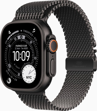 Apple Watch Ultra 3 GPS + Cellular 49mm Black Tit. Case w. Black Tit. Milanese Loop - Medium (MF1Q4)