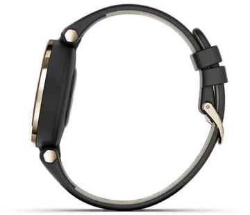 Garmin Lily Cream Gold Bezel with Black Case and Italian Leather Band (010-02384-B1)