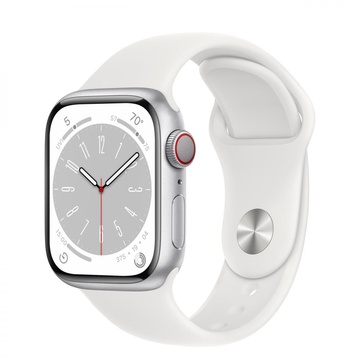 Apple Watch Series 8 GPS + Cellular 45mm Silver Aluminum Case with White Sport Band (MP4J3)